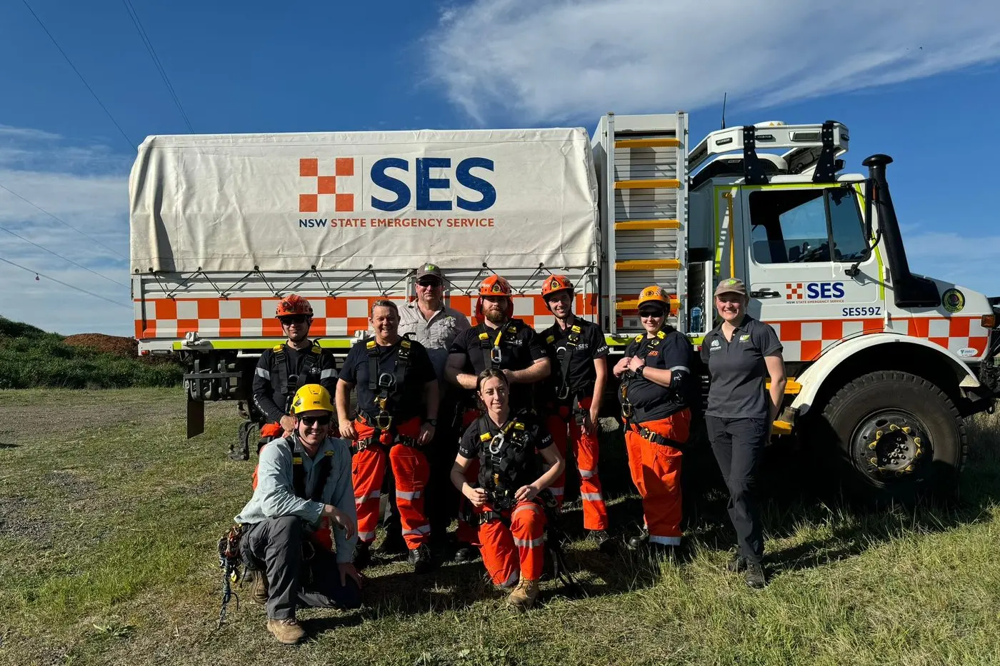 Vertical rescue trainers from Group 314 with the course participants from the Grenfell, Griffith, Parkes and Forbes Units. PHOTO: NSW State Emergency Service
