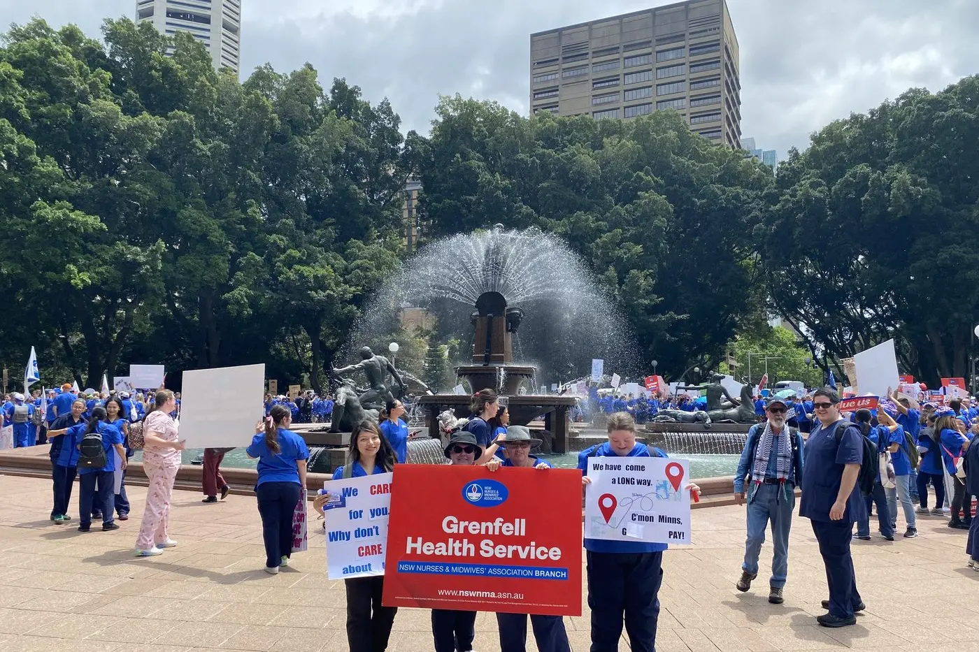 Asmita, Karen, Kath and Shannon marched on Maquarie Street to ask for an increase in pay. PHOTO: Supplied