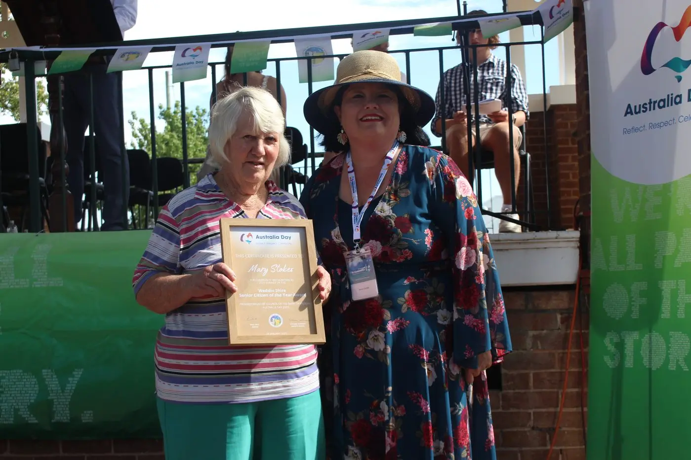 Mary Stokes was presented with the Senior Citizen of the Year Award by Australia Day Ambassador Karen Stuttle.