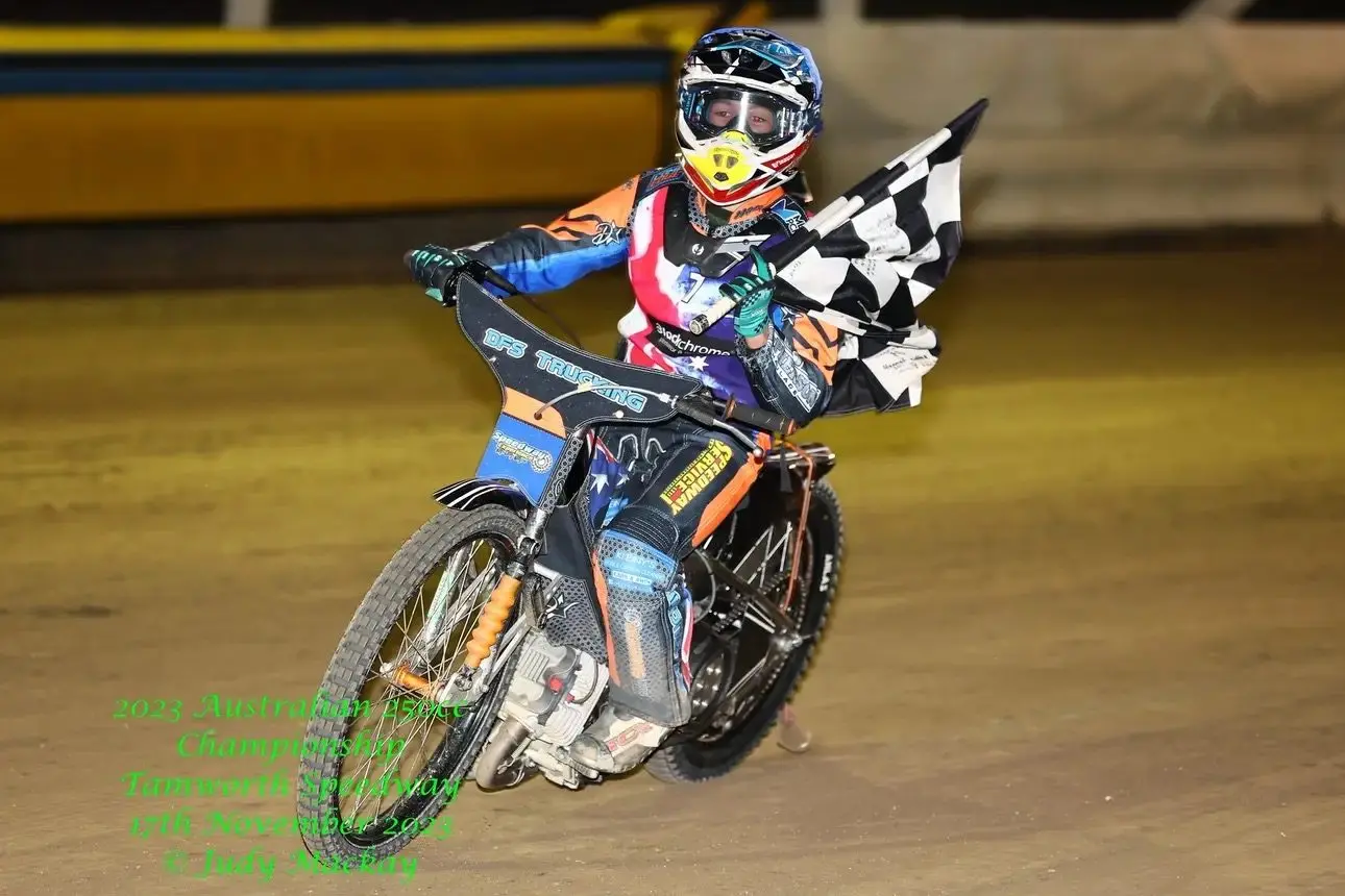 Beau Bailey is set to put Grenfell on the map internationally when he sets off to compete in the qualifiers of the 2024 FIM Speedway Youth World Championship. Photo by Judy Mackay.