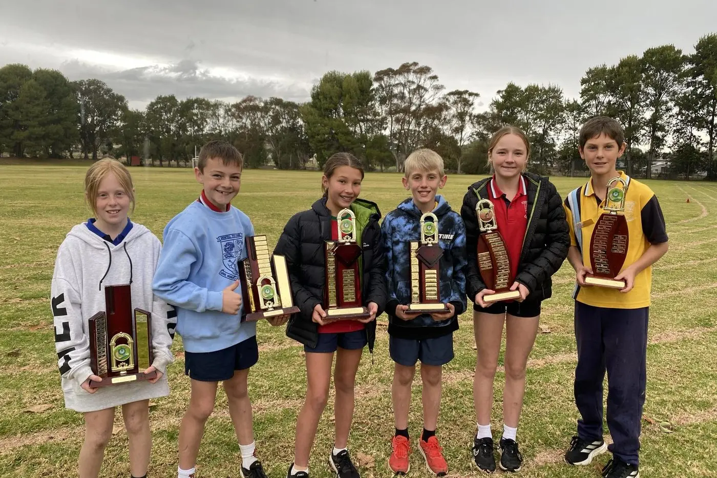 Payten, Jai, Penny, Patrick, Daisy and Jake were named athletics champions in their categories. Image supplied.