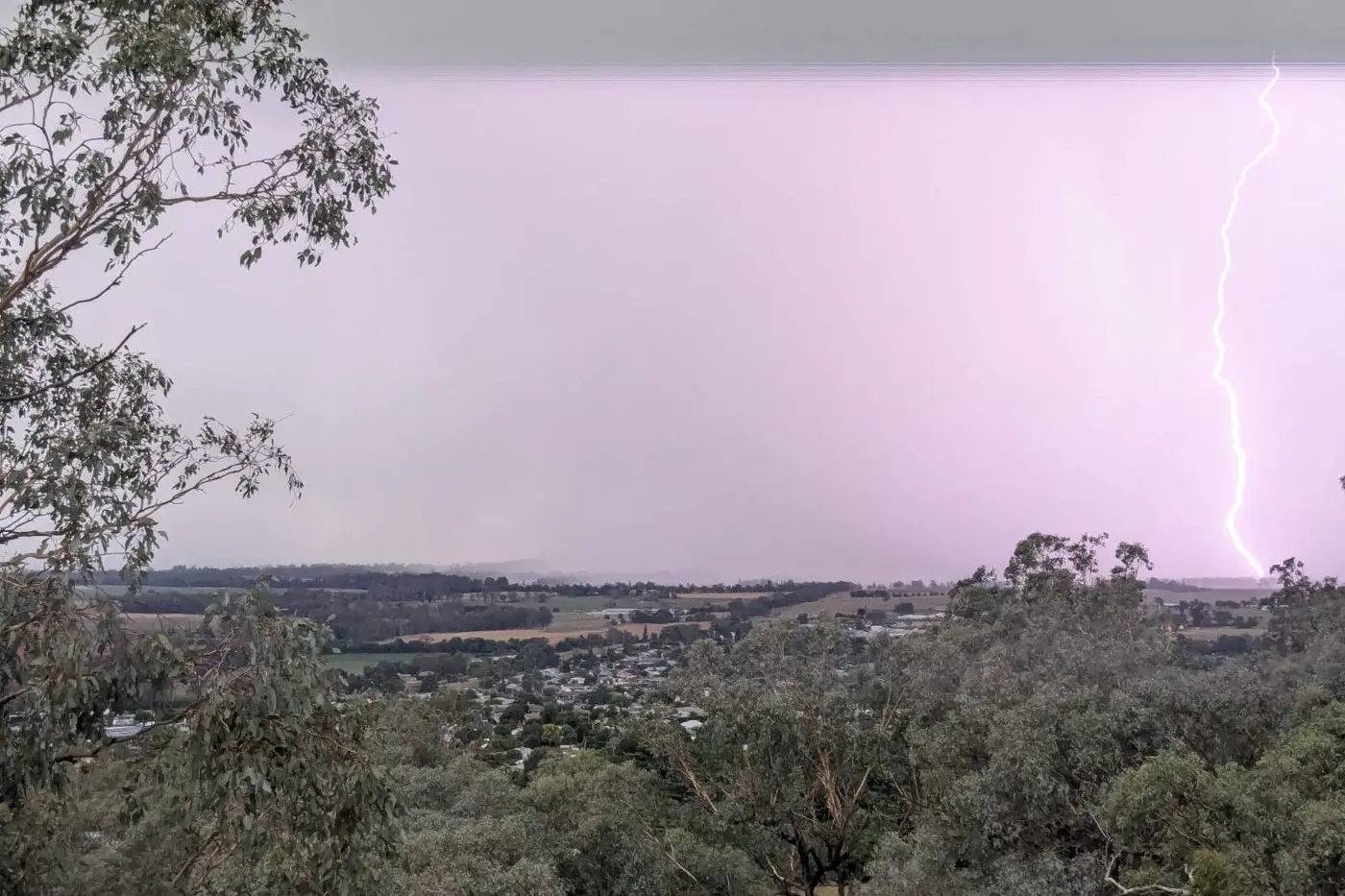 Lightning strikes Cowra ahead of heavy rain and hail on Wednesday afternoon. Photo: Dan Ryan.