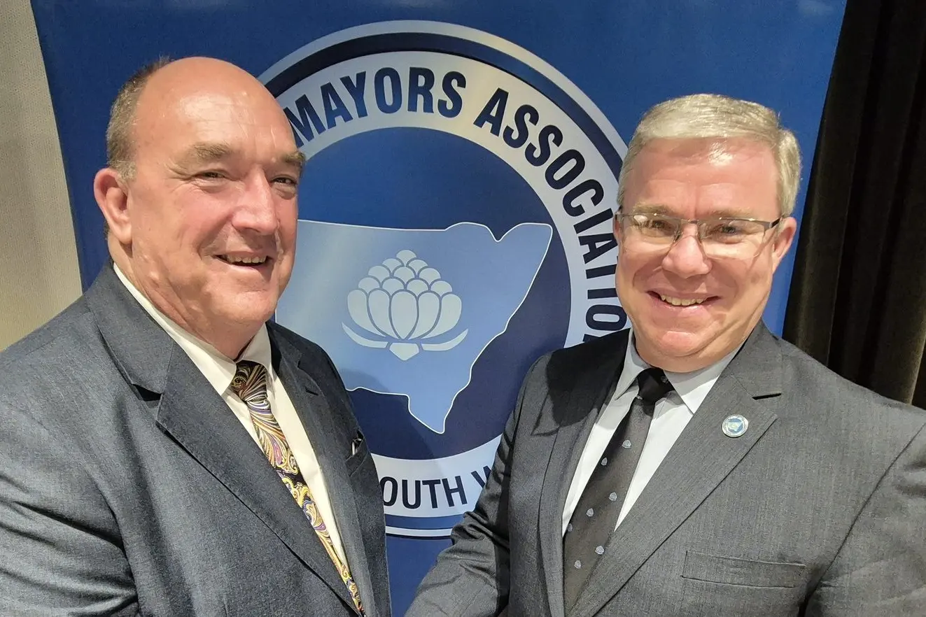 A Government interim report has reason to smile for CMA Deputy Chairman Mayor Russell Fitzpatrick and Chairman Rick Firman OAM, of Bega Valley Shire and Temora Shire Councils respectively. PHOTO: Supplied