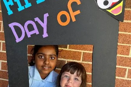 Amelia with buddy Angelina were excited for Amelia\\'s first day of kindy. PHOTOS: Supplied