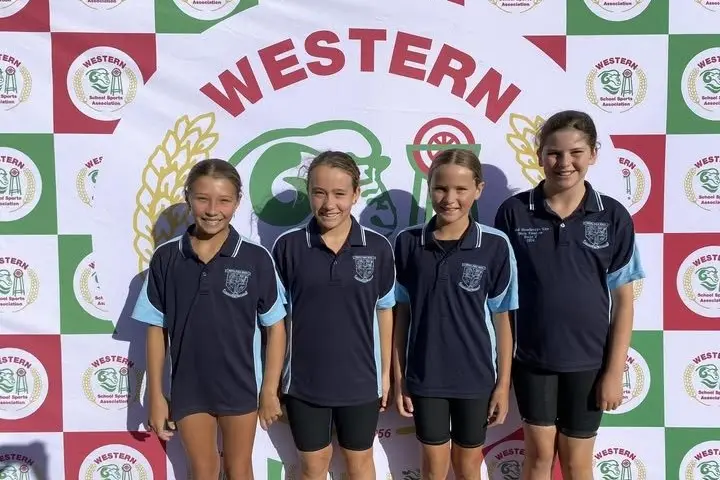 The relay team, consisting of Layla White, Hannah Lynch, Georgina Nowlan, and Penny Martin have secured their place at the State Championships. PHOTO: Supplied.