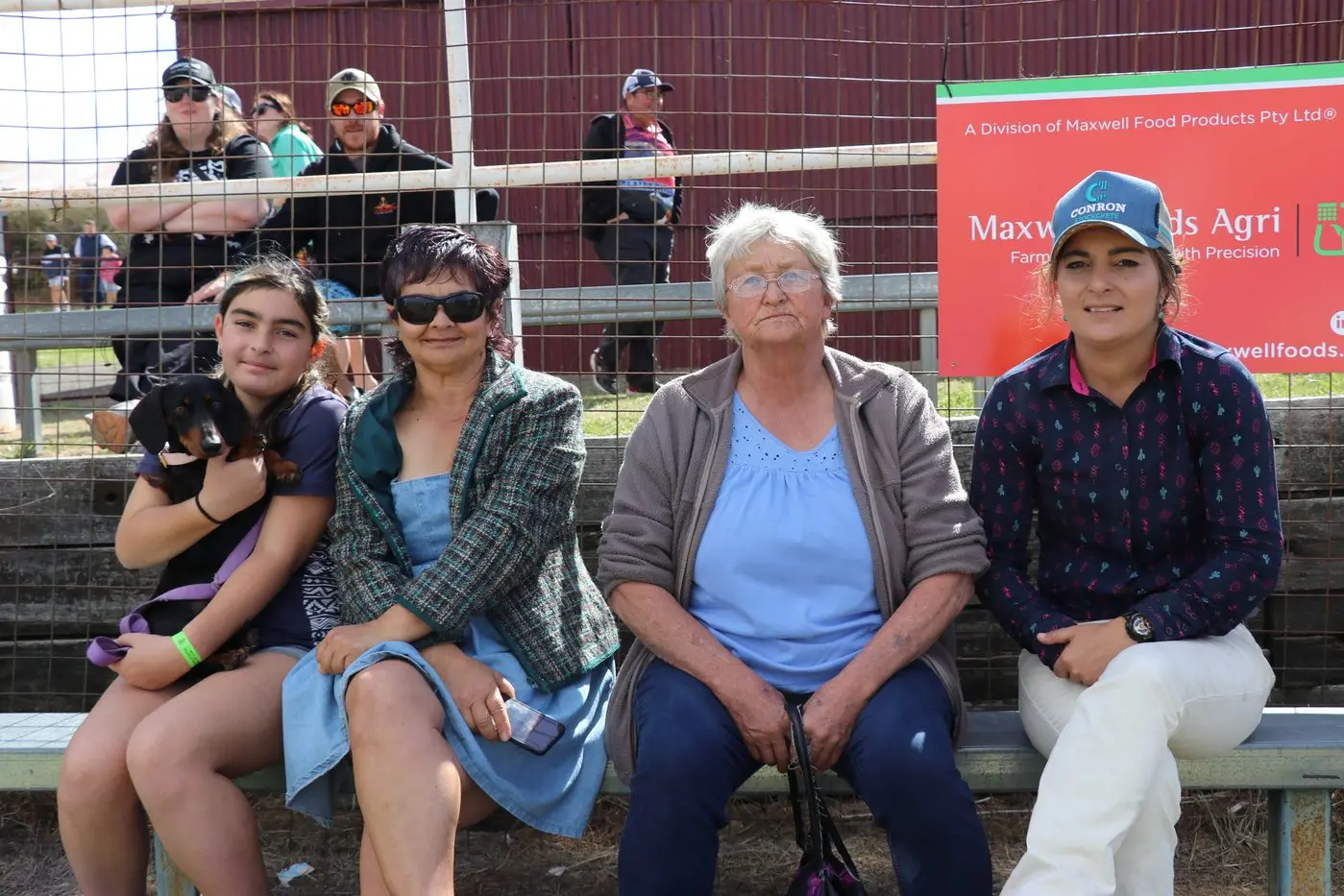 Zavanna O\\'Brien, Liz Jones, Fay Kemp and Hannah jones with dachshund Snoopy.
