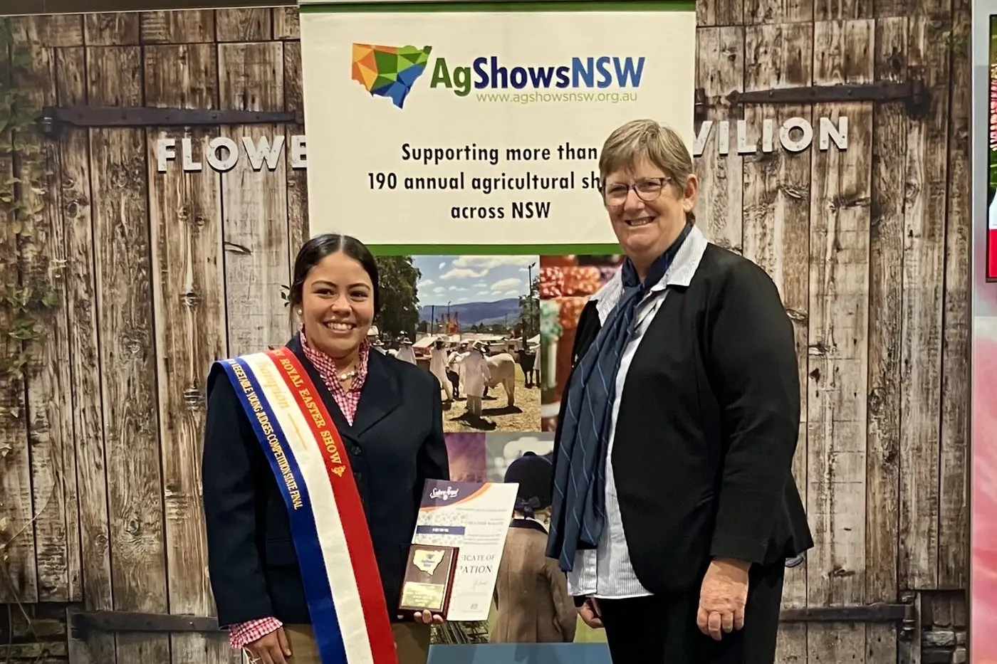 Heather and AgShows NSW  President Jill Chapman. Image supplied