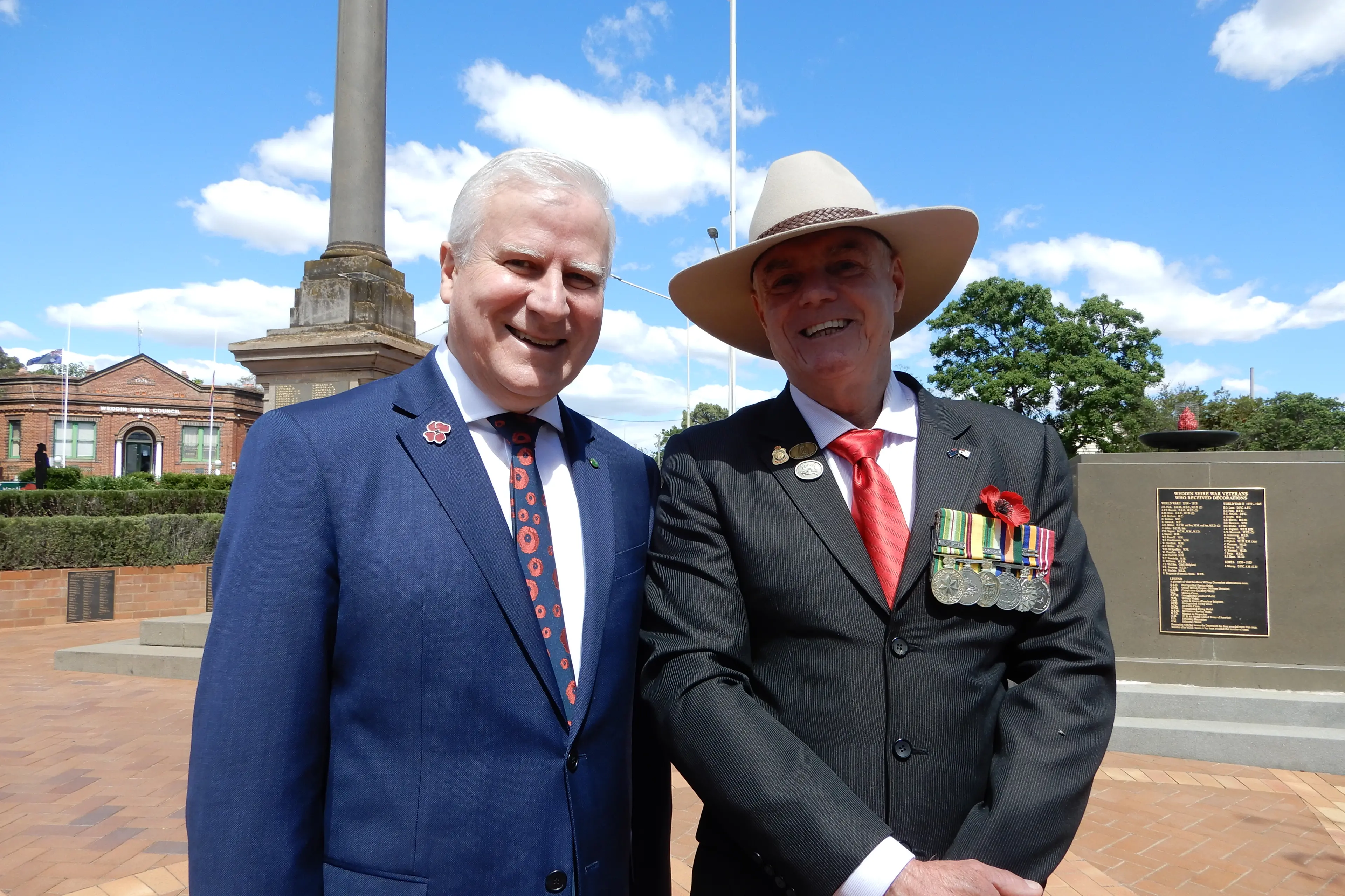 <p>RSL President Glen Ivins and Federal Minister Michael McCormack spoke at Grenfell\\'s Remembrance Day service. </p>\\n