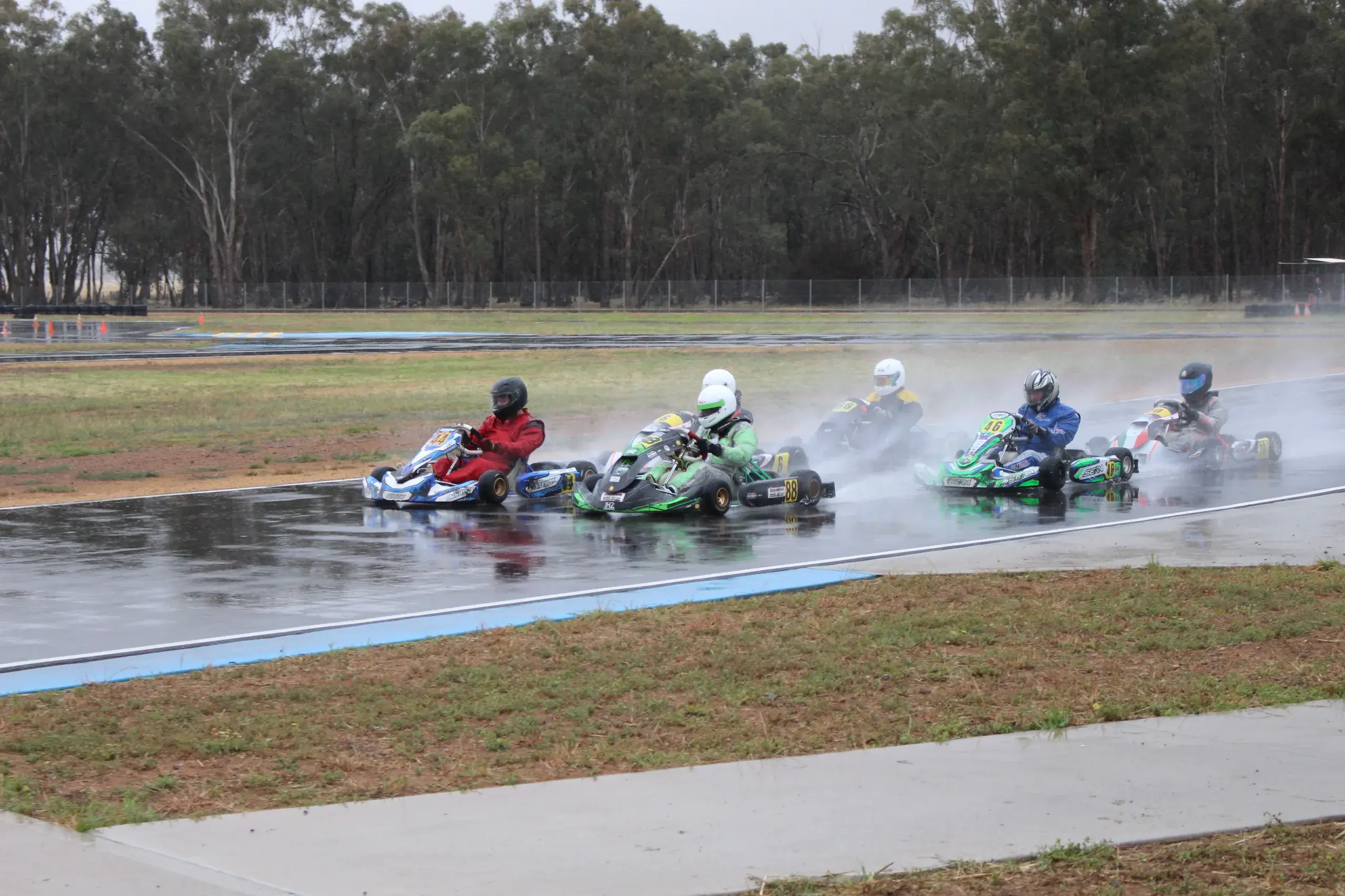 <p>Wet conditions didn\\'t dampen the enthusiasm on the track. PHOTO: Brendan McCool</p>\\n
