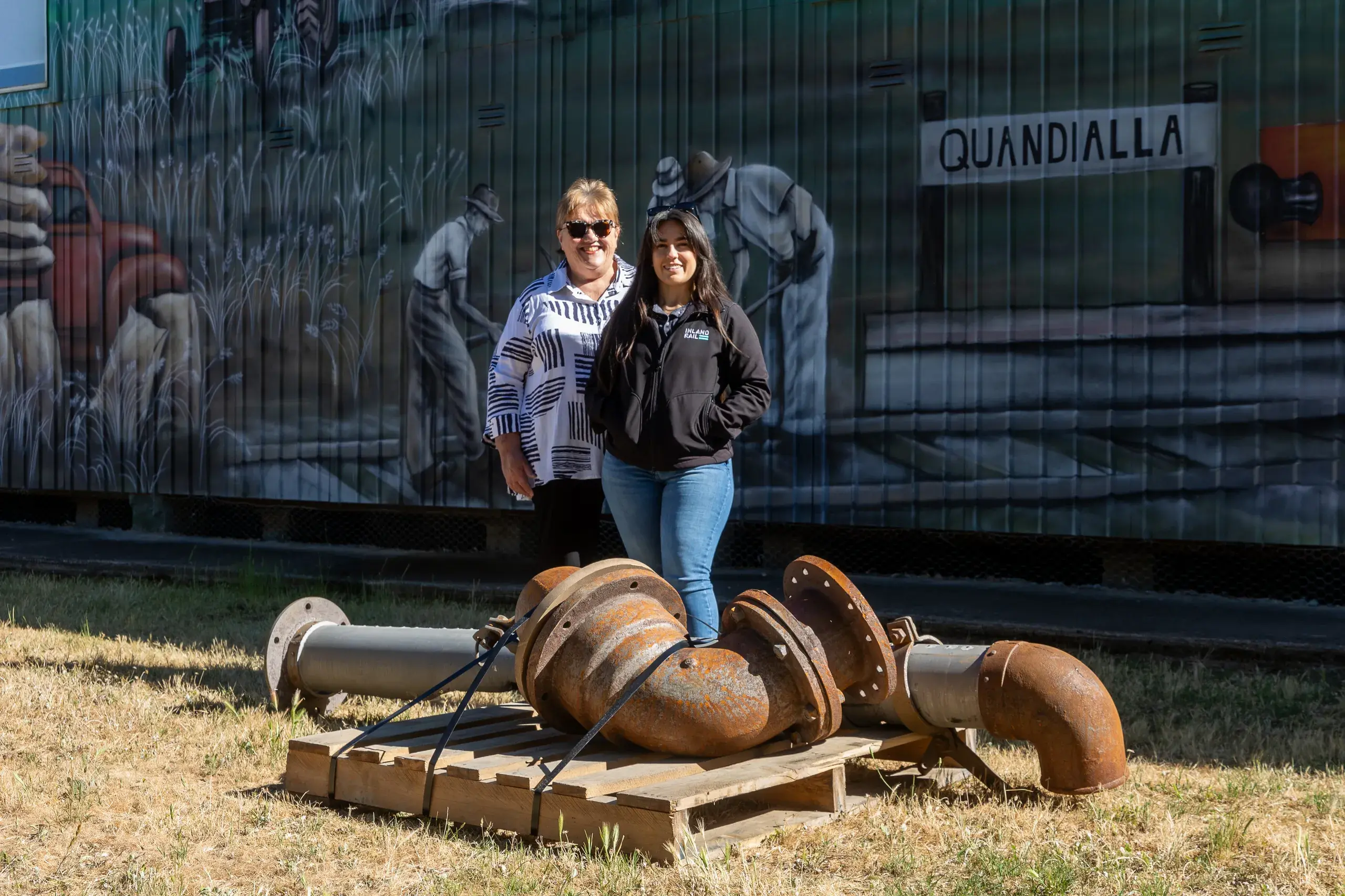 <p> Marlene Taylor, Secretary, Quandialla Progress Association and Jessica Jackson, Stakeholder Engagement Lead, Inland Rail. PHOTO: Supplied</p>\\n
