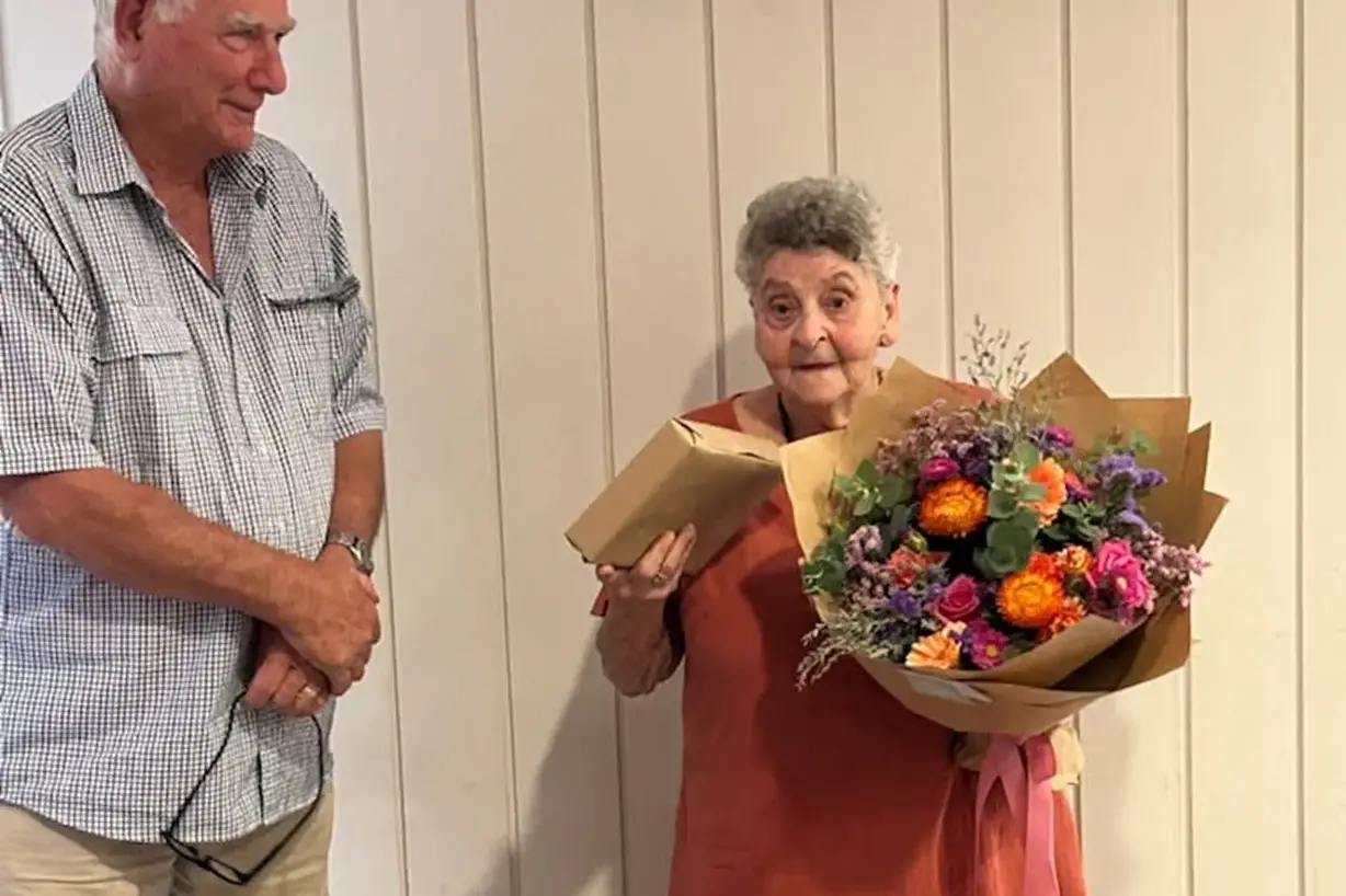 <p>Glenice Clarke was thanked by President Dennis Hughes and members of the Grenfell and District Senior Citizens Welfare Committee. PHOTO: Supplied</p>\\n