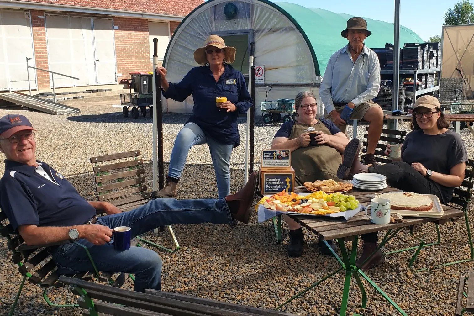 <p>Hugh Moffitt, CEF Grenfell chairperson Clemence Matchett, Heather Holzhauser, Rod Spaz and Claire Diprose have their boots on to support CEF Grenfell. PHOTO: CEF Grenfell</p>\\n
