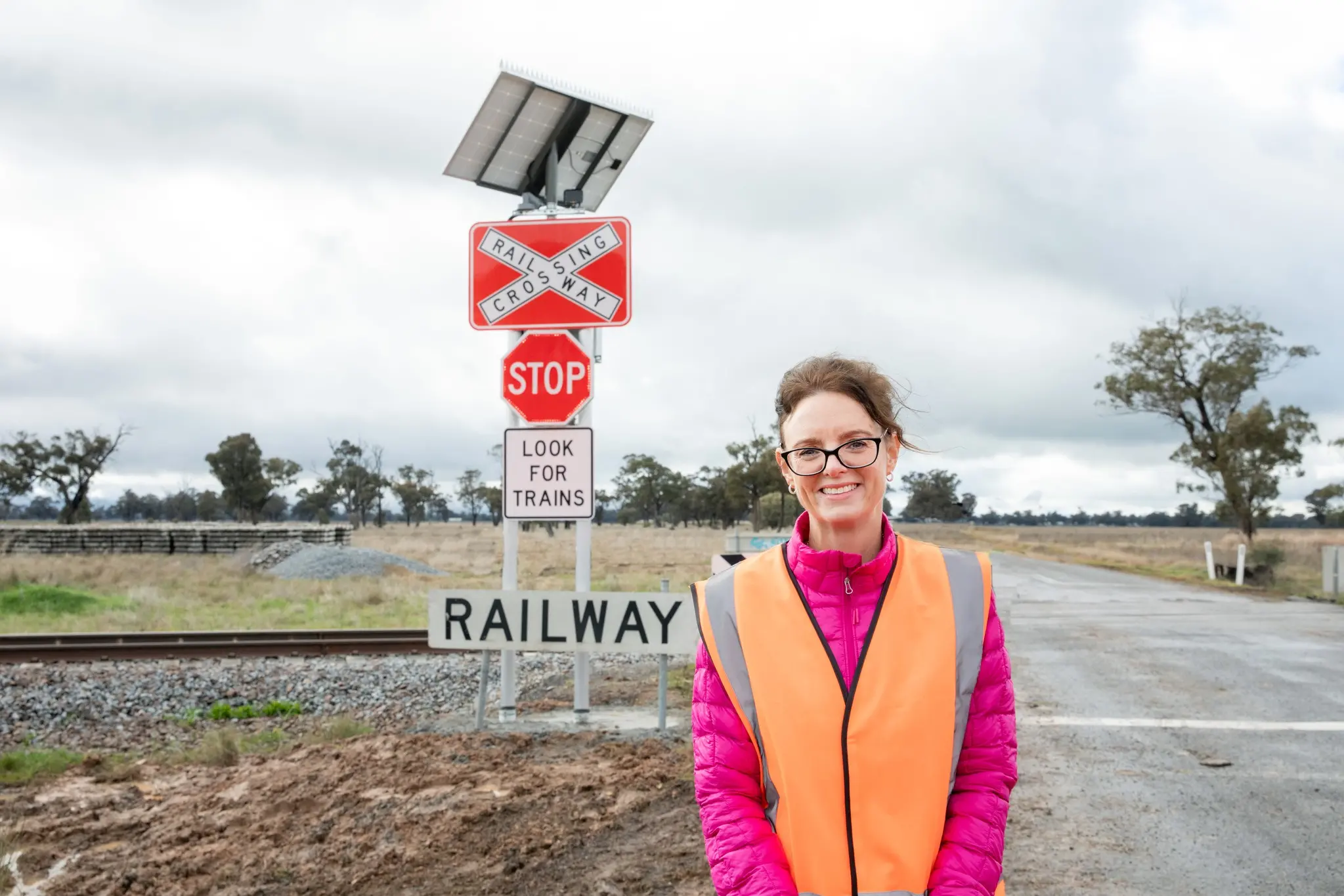 <p>Steph Cooke MP at the Mary Gilmore Way railway crossing near Bribbaree.</p>\\n
