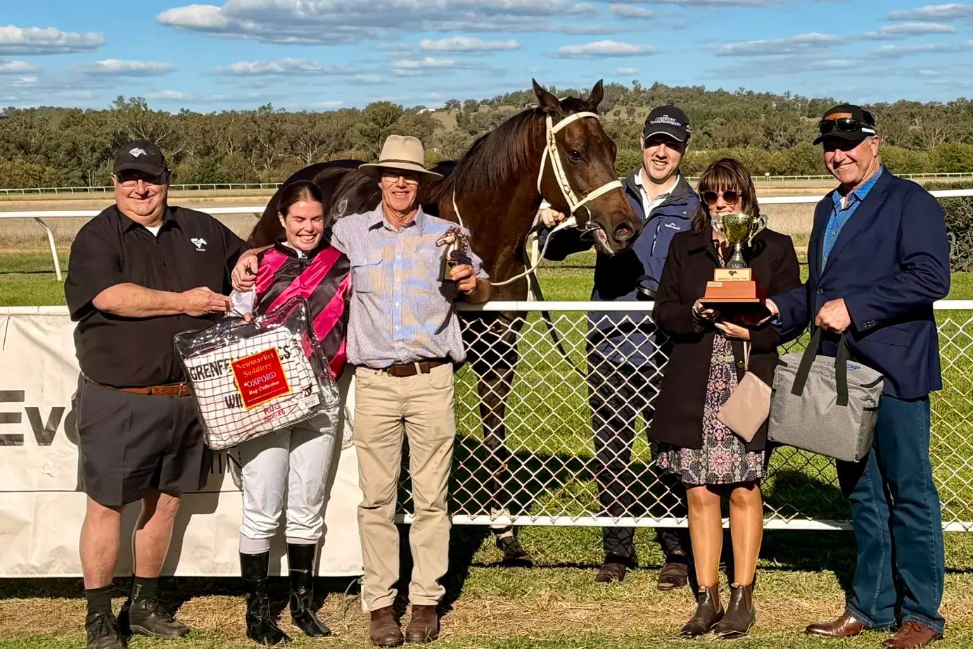 <p>The Grenfell Picnic Cup was won by Ozzy the Equaliser from Wagga Wagga, with jockey Emily Waters and trainer Scott Spackman. PHOTO: CCC Parts Grenfell</p>\\n