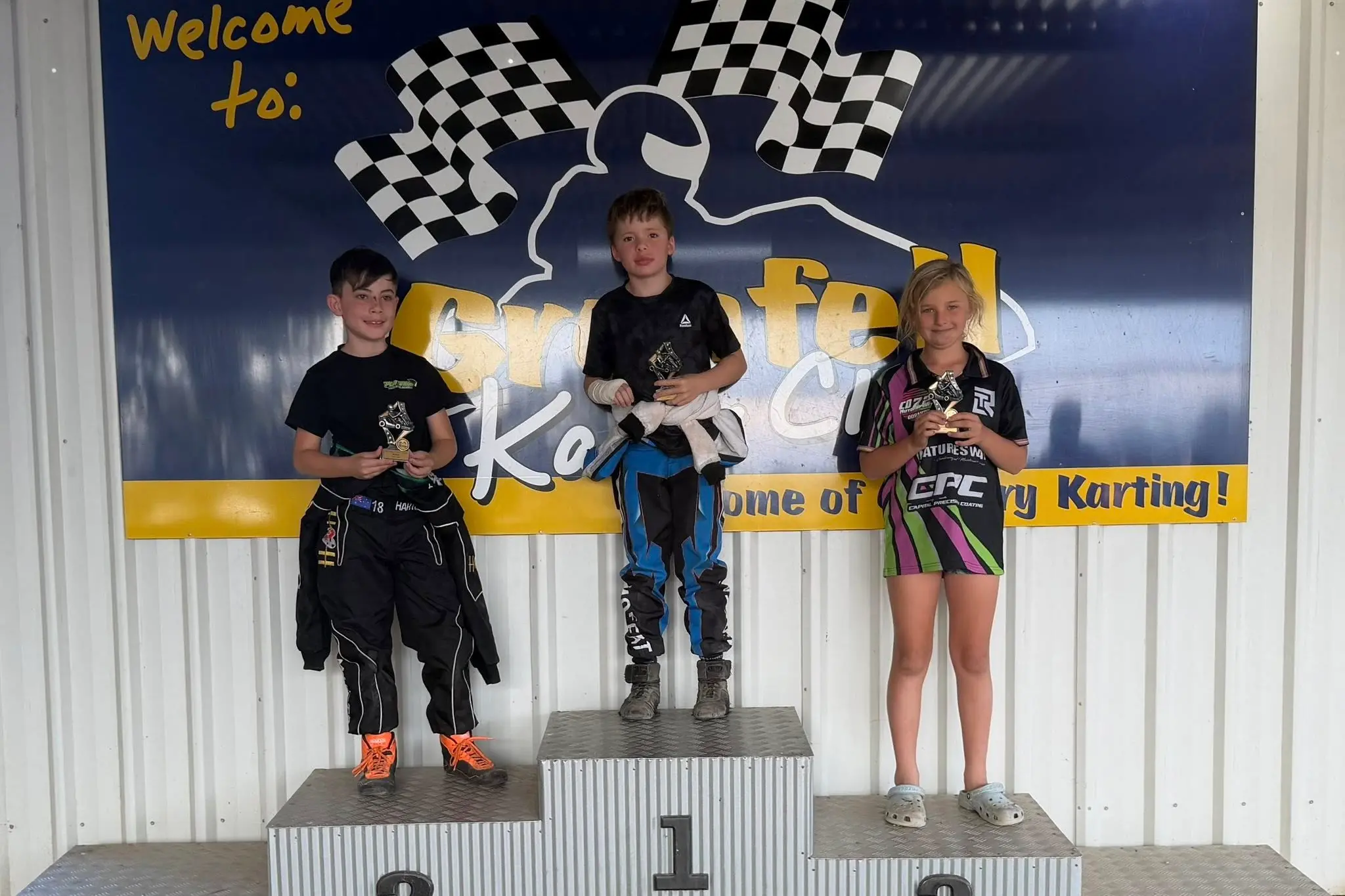 <p>The future of karting is looking strong with these talented competitors on the podium.  PHOTO: Grenfell Kart Club</p>\\n