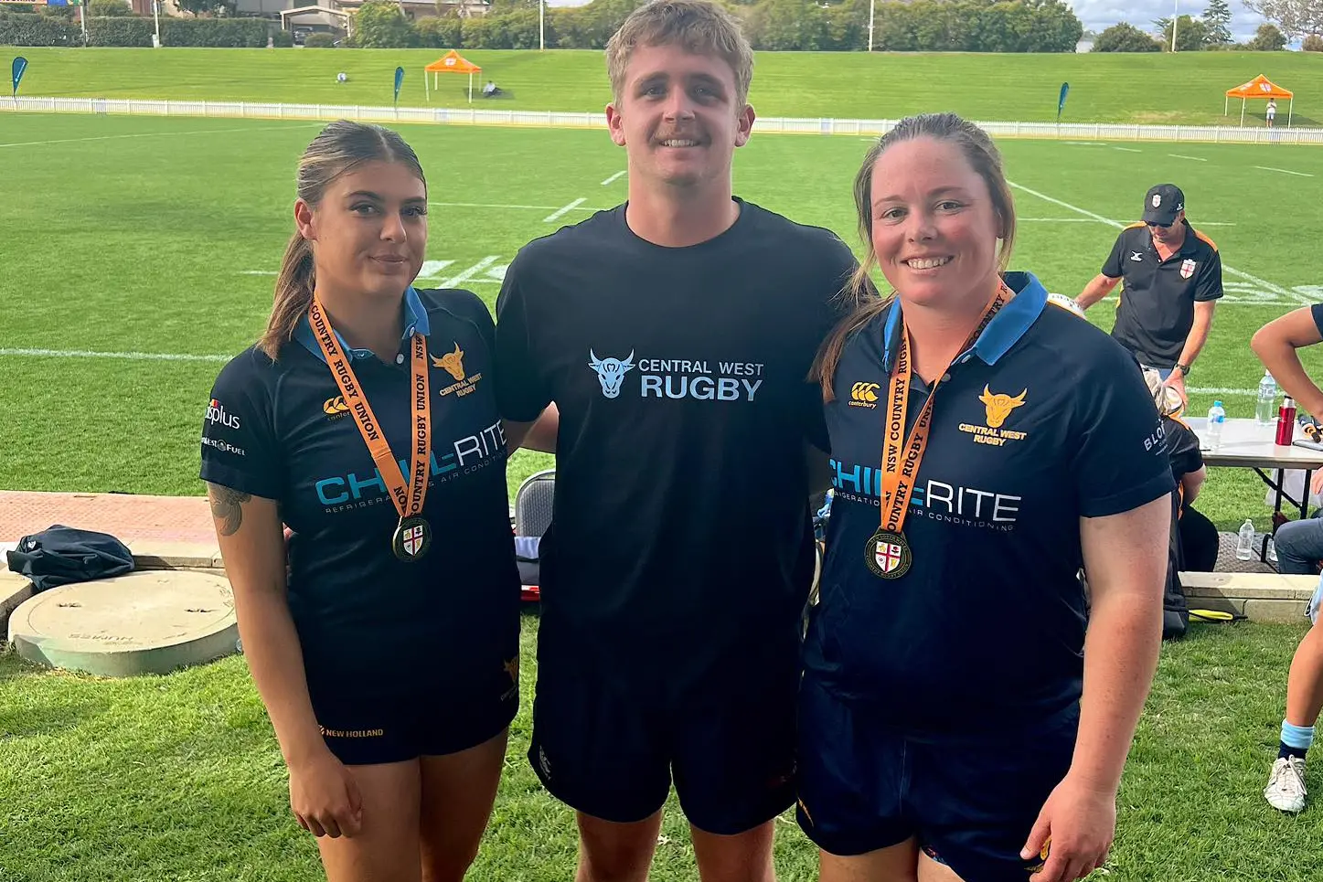 <p>Hannah Rowan, Jim Hazell and Gabby Eade at the NSW Country Rugby Union Championships representing Central West Rugby Union. </p>\\n