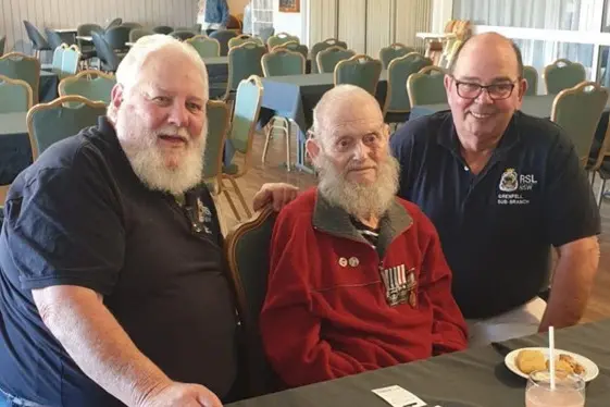 <p>Mr Lloyd Thomas Grenfell RSL Sub Branch Member, Mr Thomas Fisher and Mr Michael Savage Vice President Grenfell RSL Sub Branch.</p>\\n