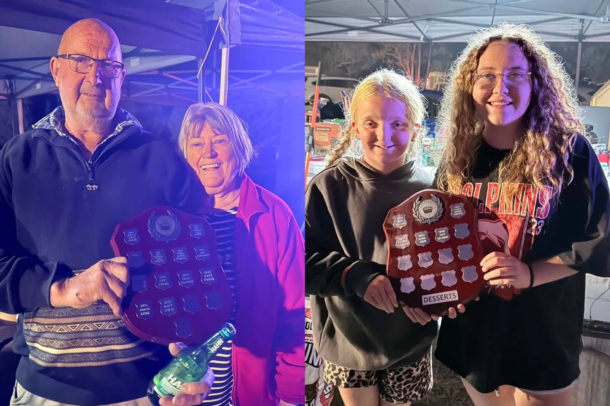 <p>Left: Bill and Wendy Hutchison were awarded main meal winners with their \\'Good Ole Lamb Stew\\' from Eden. Right: Desert winners were Charlotte Pike and Macie Dickson with their chocolate pudding from Canberra.</p>\\n