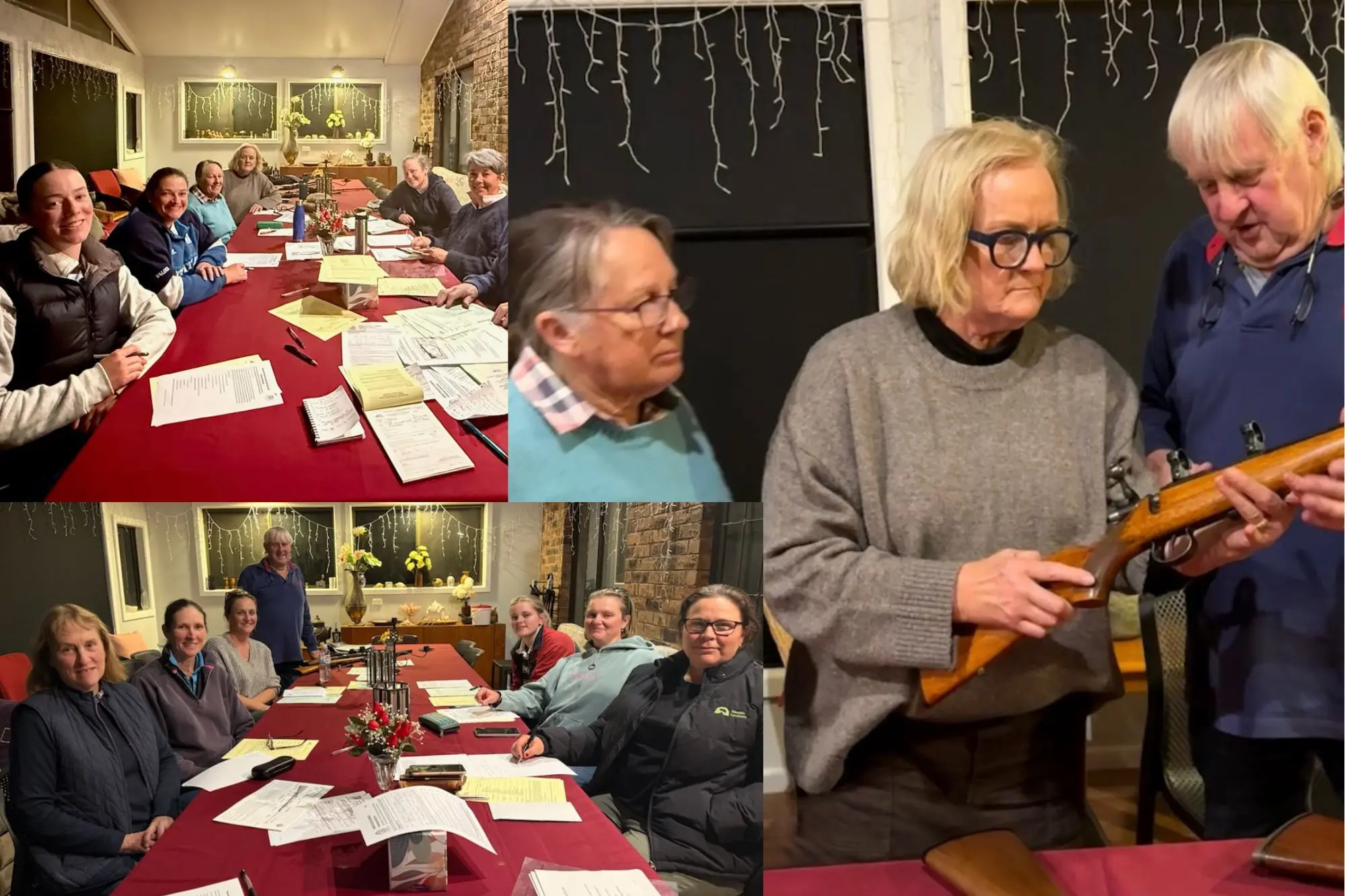 <p>Participants on both nights of the training course and Jan Diprose and Clemence Matchett learning how to safely handle a firearm with John Gorman.</p>\\n