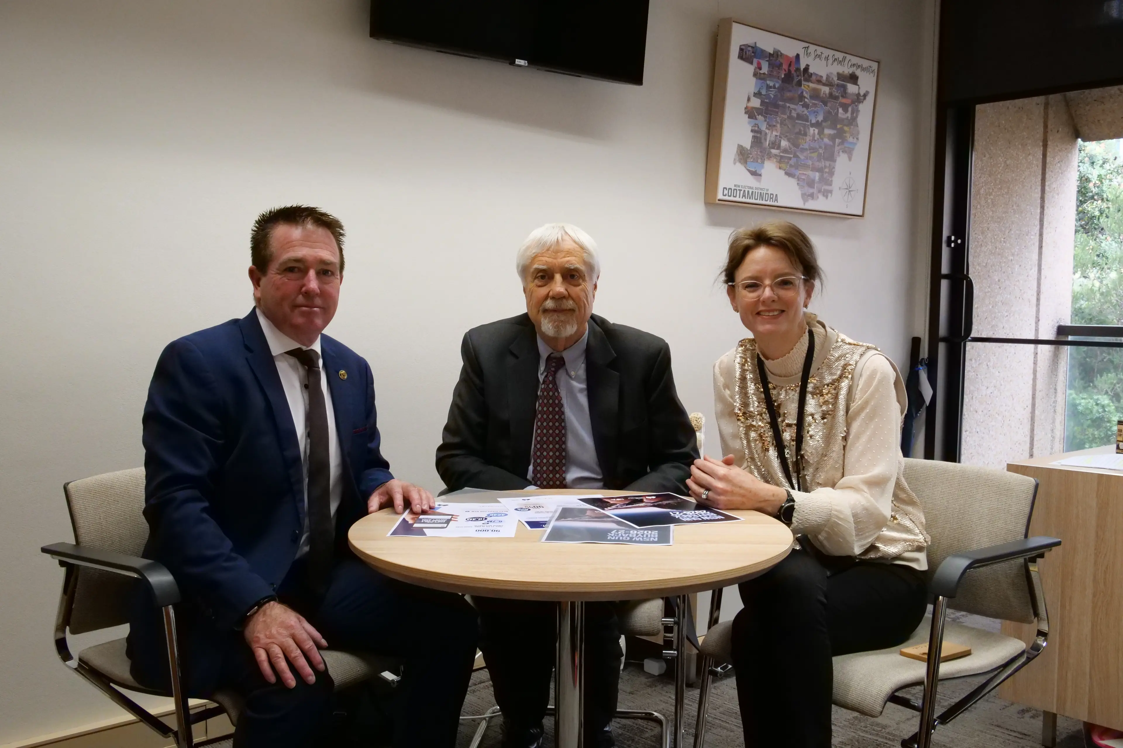<p>Steph Cooke, along with the Member for Bathurst, Paul Toole, met with the President of Shooters Union Australia, Graham Park, in NSW Parliament last week. PHOTO: Supplied</p>\\n