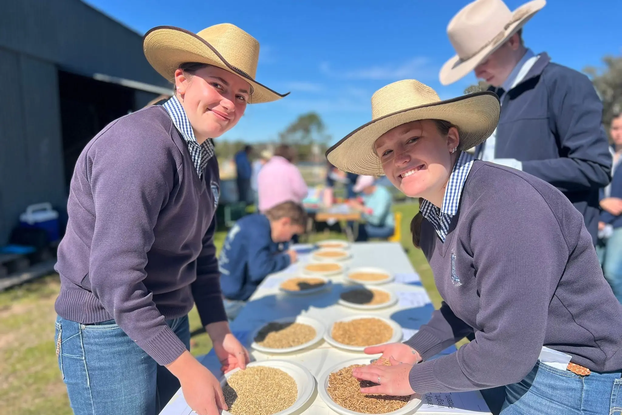 <p>Grain young judging with Ella Mitton and Bridie Forde at the Grenfell Show.</p>\\n