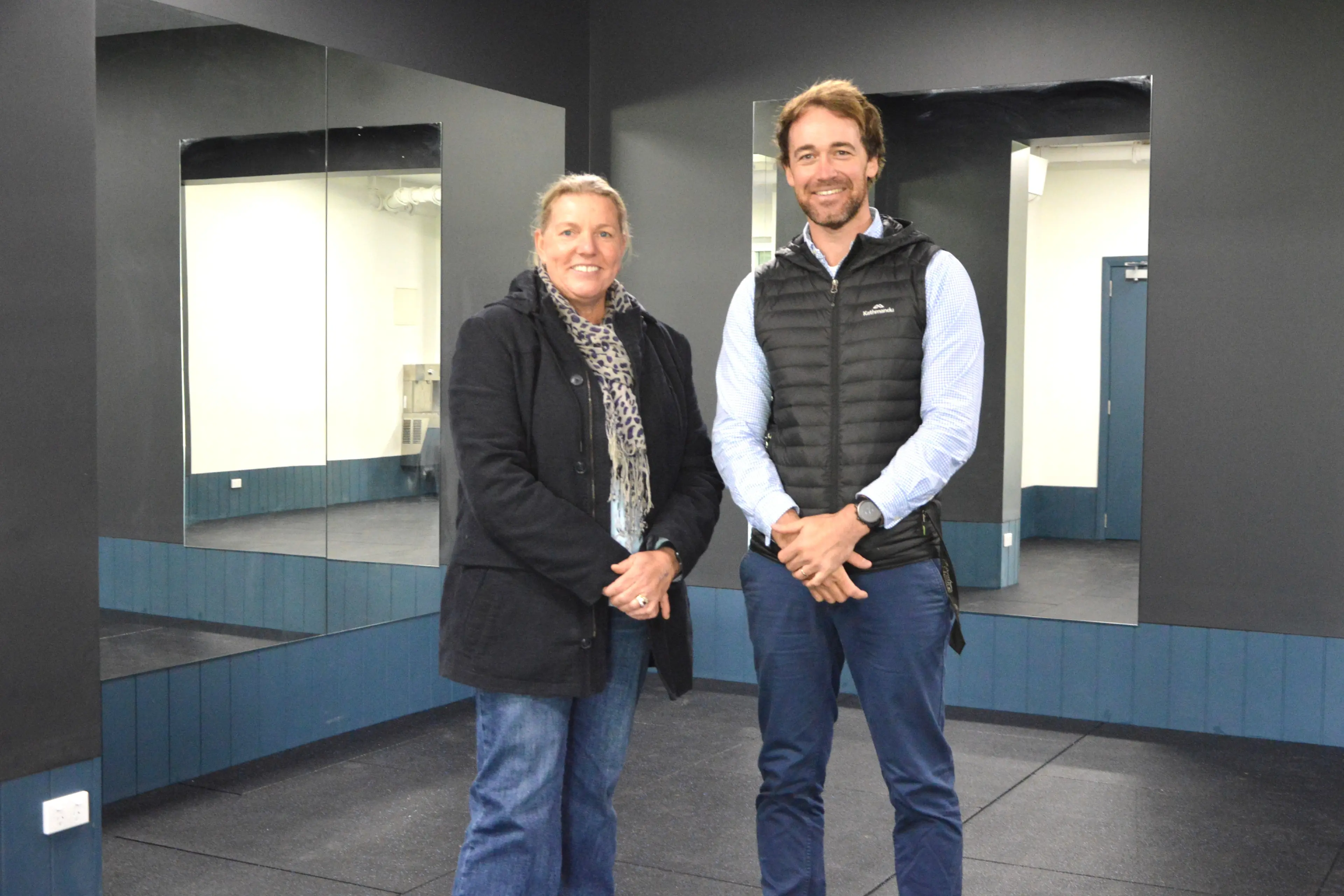 <p>P and C member Hannah Troth and The Henry Lawson High School PDHPE head teacher Joshua Andrews in the new gym space at the Henry Lawson High School. PHOTO: Madeline Blackstock </p>\\n