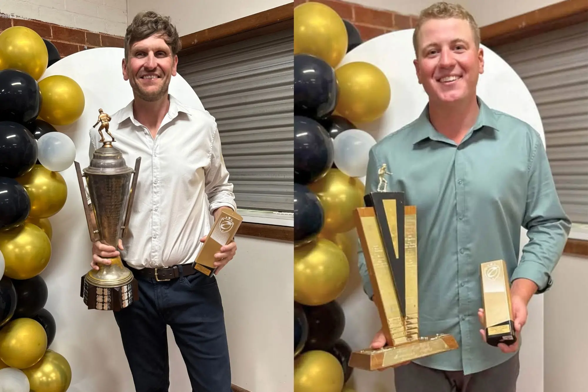 <p>Left: James McClelland was named the Goannas 2026 Clubman of the Year. Right: Jai Purdie was named the Goannas 2026 Clubman Player of the Year.</p>\\n