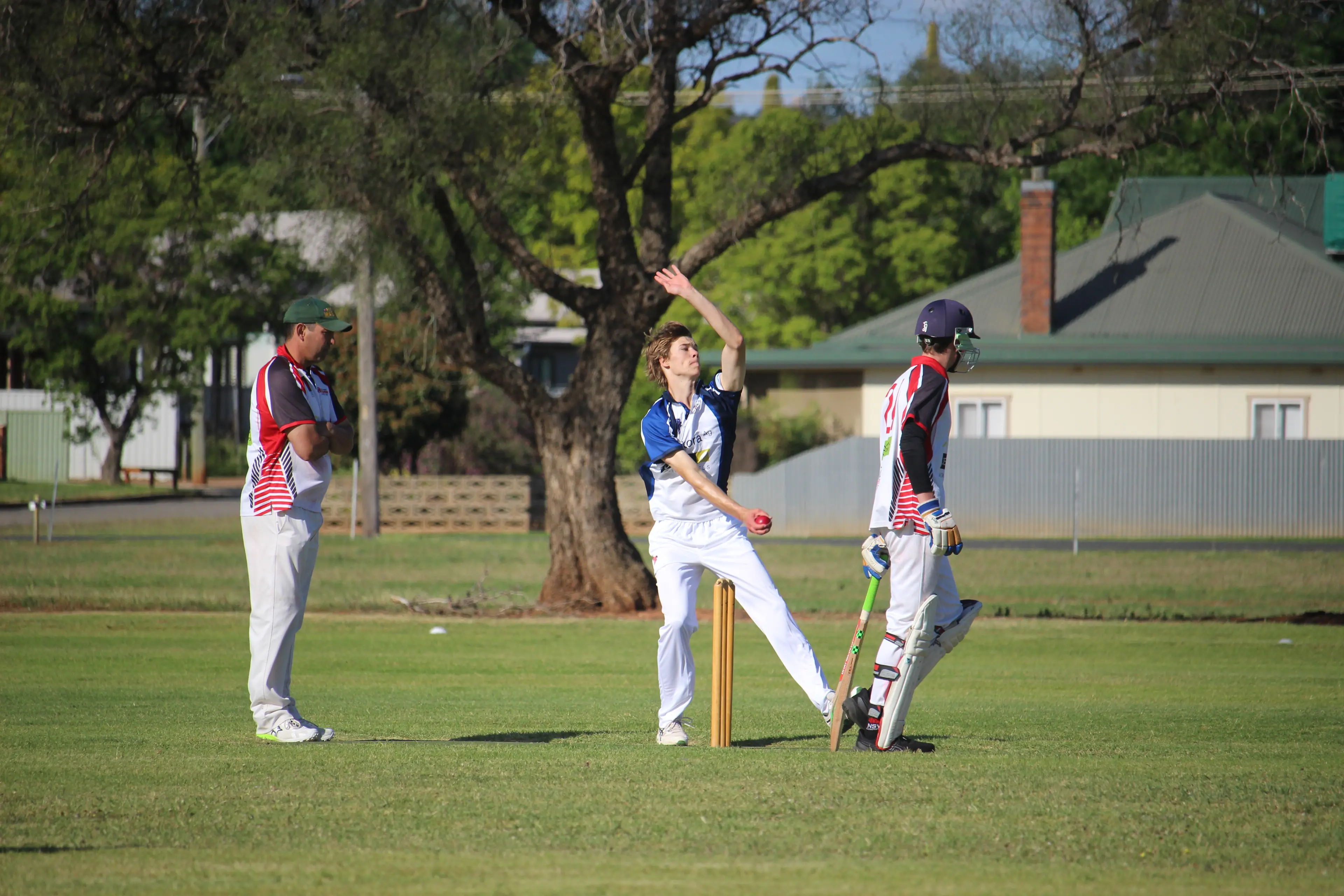 <p>Jethro Fenton was one of the Blues standout bowlers with one maiden and two wickets. PHOTO: Russ Haylock </p>\\n