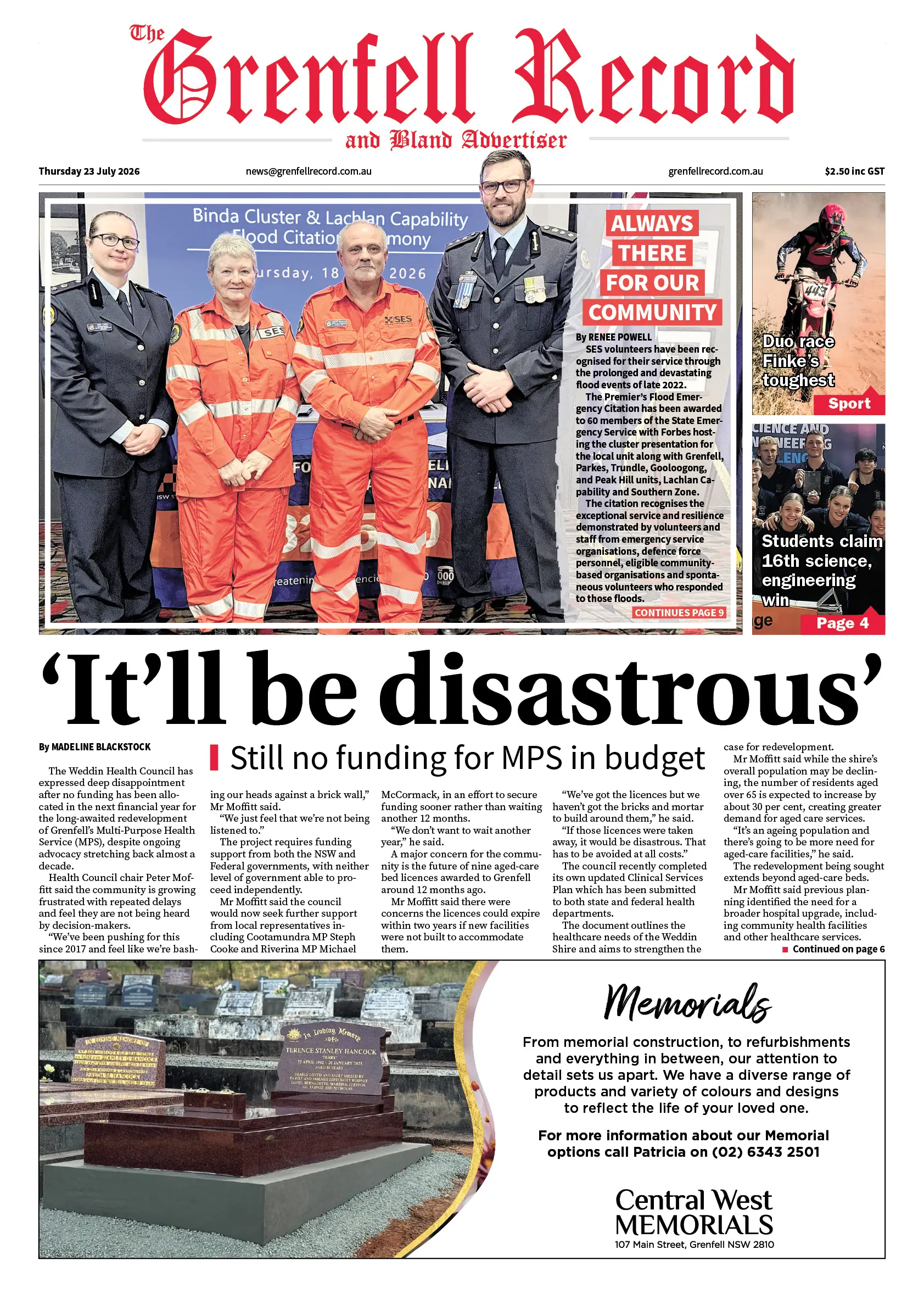 Grenfell Record, Thursday 23 July 2026